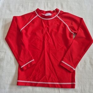 Hanna Andersson boys size 110 or 5 red long sleeve rash guard swim top EUC